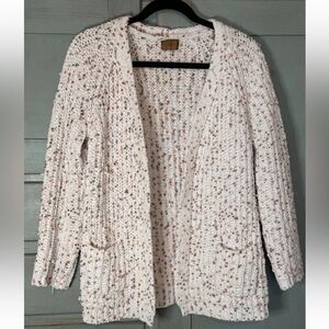 POL Women’s Chunky Knit Cardigan Sweater Size S White With Pops Of Color